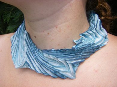 Blue Pleated Necklace Scarf
